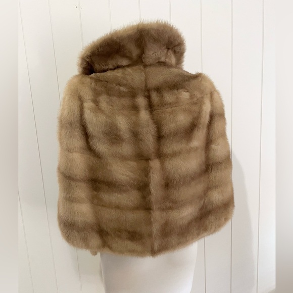 Vintage Mink  fur Shawl jacket vest size M Tan - Picture 4 of 14